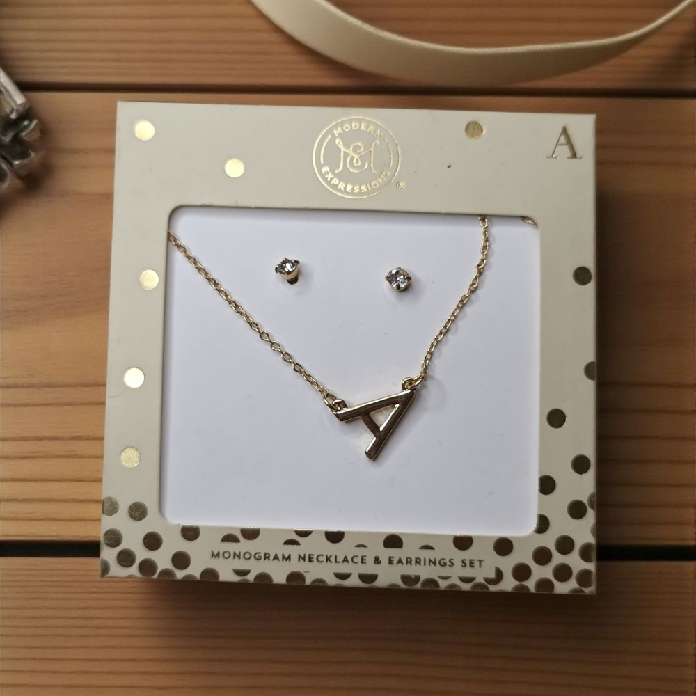 Expressions Gold Monogram Necklace Set